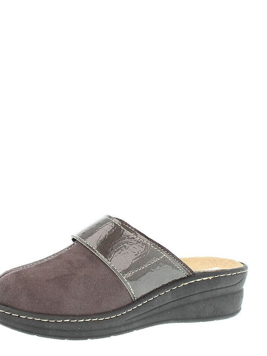 944 Anatomische Lederne Damen Hausschuhe Gray
