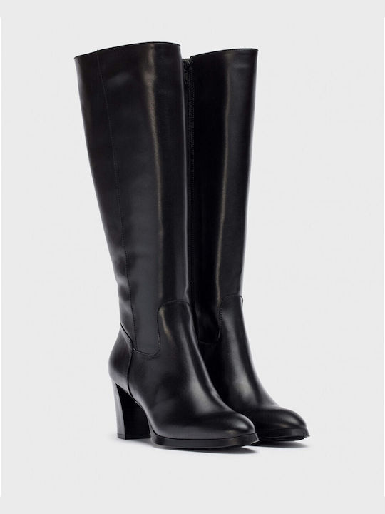 Wonders Leather Women's Boots with Zipper Black