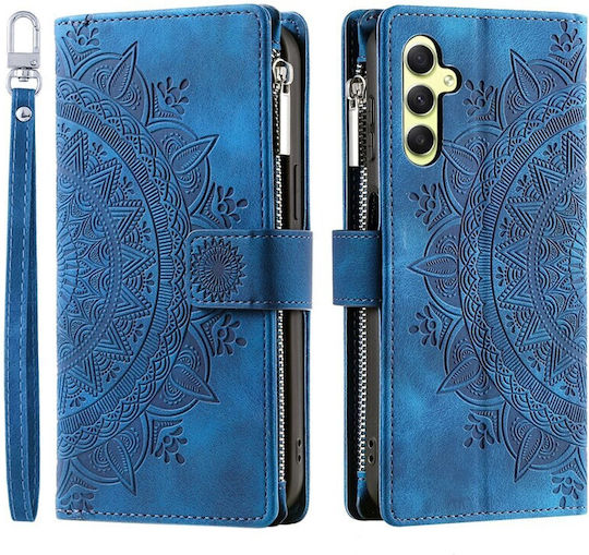 Flowers Embossed Wallet Blue (Galaxy A05s)