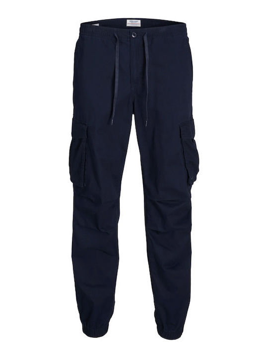 Trousers Cargo Elastic in Loose Fit Dark Blue