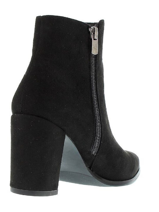 Emanuele 1112 Suede Women's Ankle Boots with High Heel Black