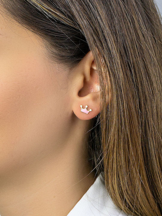 Kiriakos Gofas Kids Earrings Studs with Stones from Gold 9K