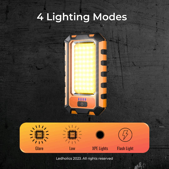 Ledholics Arbeitslampe Wiederaufladbar LED IP44 mit einer Helligkeit von bis zu 800lm