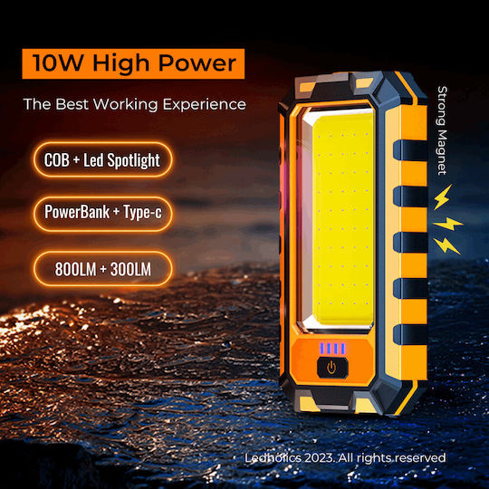 Ledholics Arbeitslampe Wiederaufladbar LED IP44 mit einer Helligkeit von bis zu 800lm
