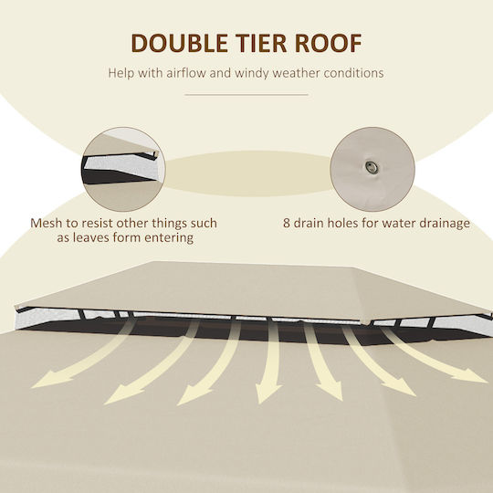 Outsunny Replacement Umbrella's Fabric Beige 3x4m
