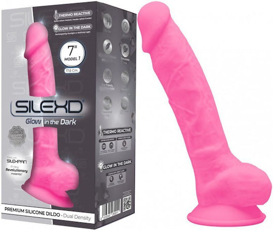 SilexD Ρεαλιστικό Dildo με Όρχεις και Βεντούζα Ροζ 17cm