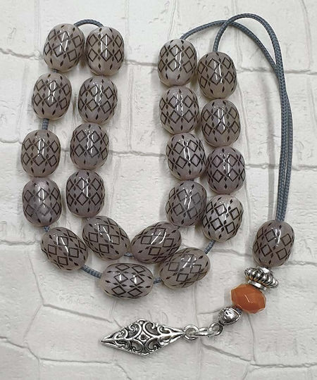 Roloi Komboloi Mastic Worry Beads Gray 25cm