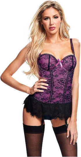 Baci Lingerie Sexy Σετ Εσωρούχων με Δαντέλα & Ζαρτιέρες Μωβ 2τμχ