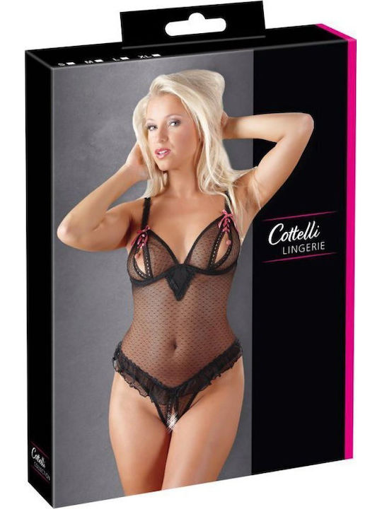 Cottelli Collection Croctchless Body Black/Pink