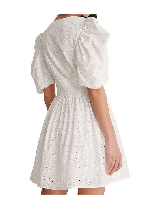 Na-Kd Mini Dress with Ruffle WHITE