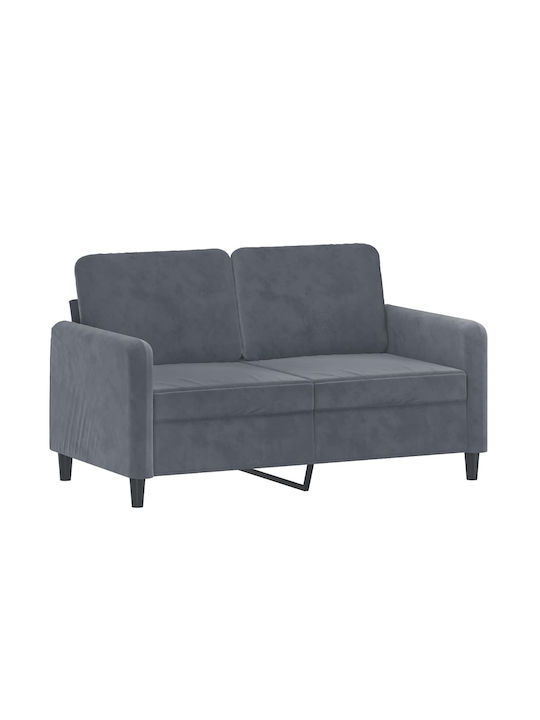 Two-Seater Velvet Couch Dark Gray with Decorative Pillows 138x77x80 cm