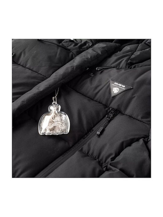Lang Damen Puffer Jacke für Winter Schwarz