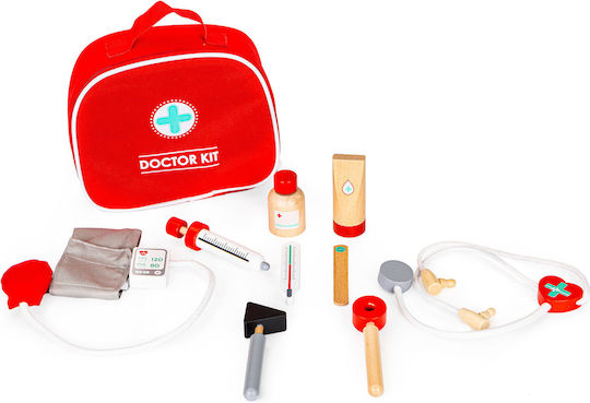 Ecotoys Set medical pentru copii din lemn 9buc