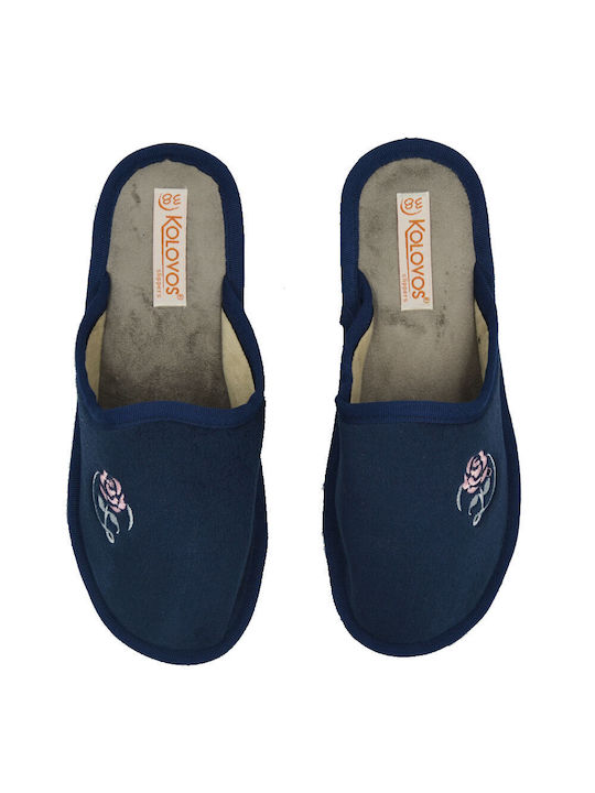 Kolovos Winter Women's Slippers in Albastru color