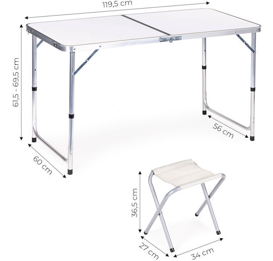Modernhome Camping Table Set Folding in Case White