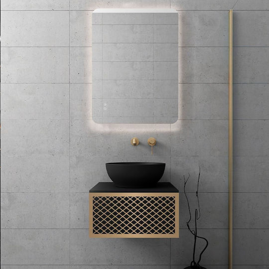 Orabella Wire 50 Шкаф със Мивка & Огледало със светлина Д150xШ40xВ25см Black/Gold