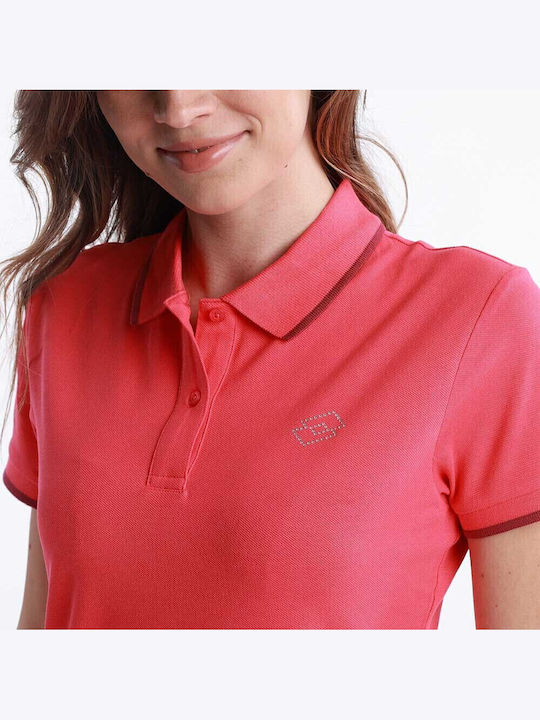 Women's Athletic Polo Blouse Short Sleeve Fuchsia