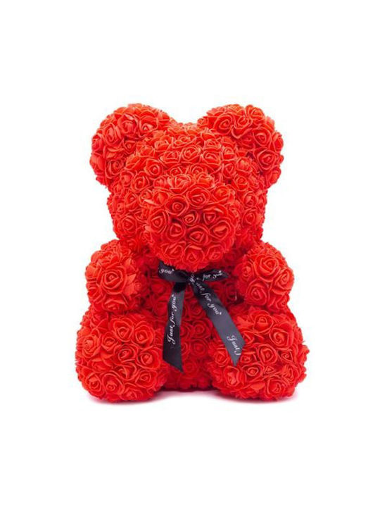 Bear of Artificial Roses Red 25cm in Box Vivva