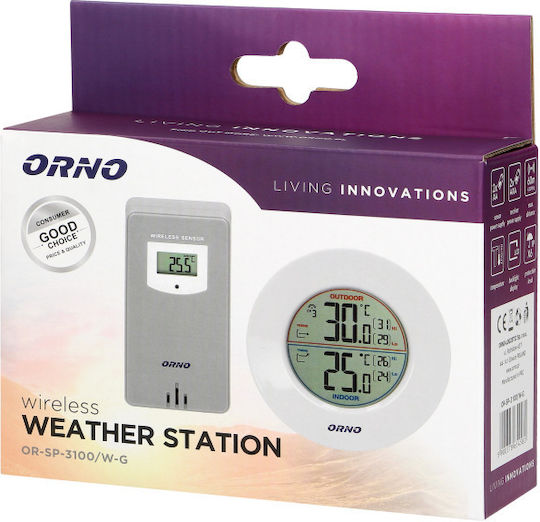 Orno Digital Innenraumthermometer & Hygrometer für Innenbereich Weiß-Grau