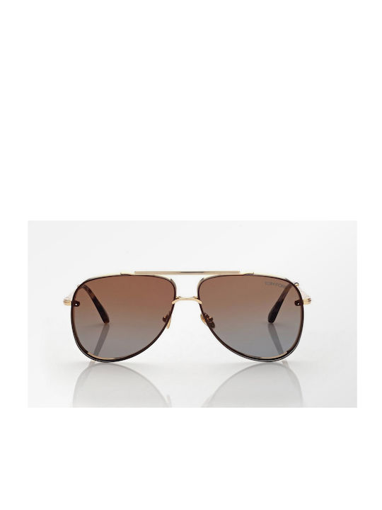 Tom Ford Sunglasses with Gold Metal Frame and Brown Gradient Lens FT1071 30F