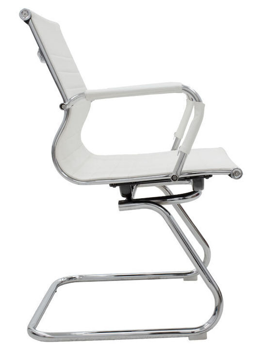 Chair Visitor Valter with Arms in White Color 55.5x52x95.5cm 1pcs