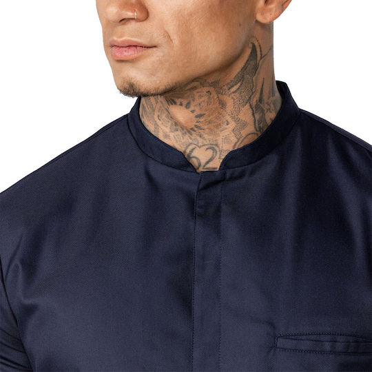 Le Nouveau Chef Mantel Koch 100% Baumwolle Herren Blau mit Langärmelig