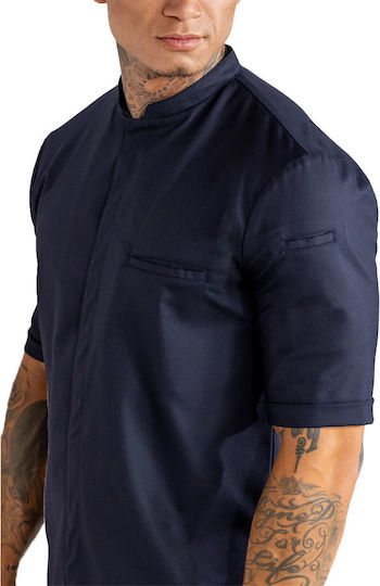 Le Nouveau Chef Mantel Koch 100% Baumwolle Herren Blau mit Langärmelig