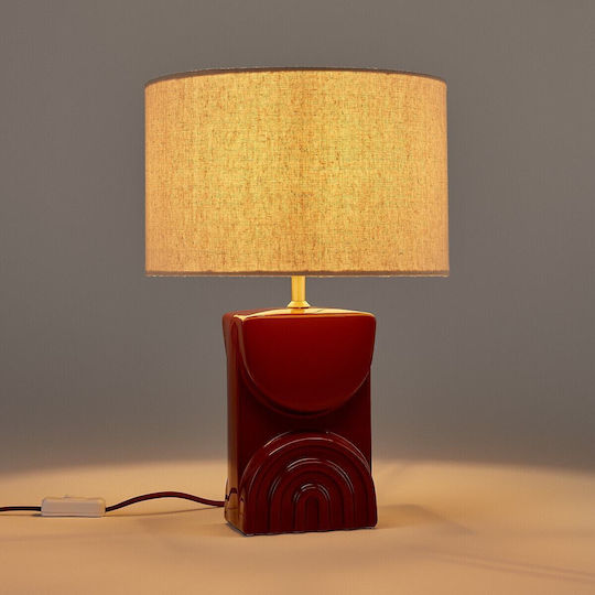 La Redoute Interieurs Keramik Tischlampe für Fassung E27 mit Weiß Schirm und Braun Basis