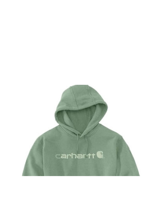 Carhartt Signature Logo Men's Sweatshirt with Hood and Pockets Loden Frost Heather