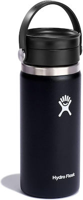 Hydro Flask Wide Mouth Μπουκάλι Θερμός Ανοξείδωτο BPA Free Μαύρο 500ml