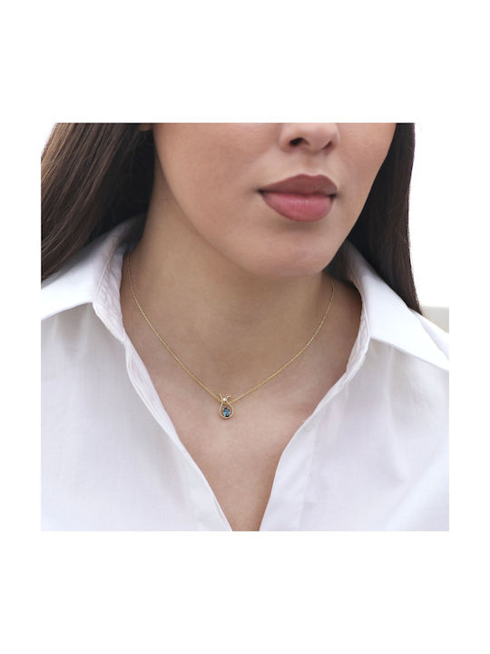 Μπλε Necklace from Gold 14K with Zircon