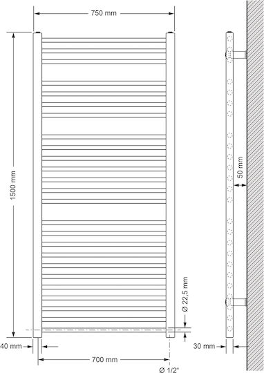 LuxeBath Elektrischer Handtuchhalter 900W 150x75cm Weiß