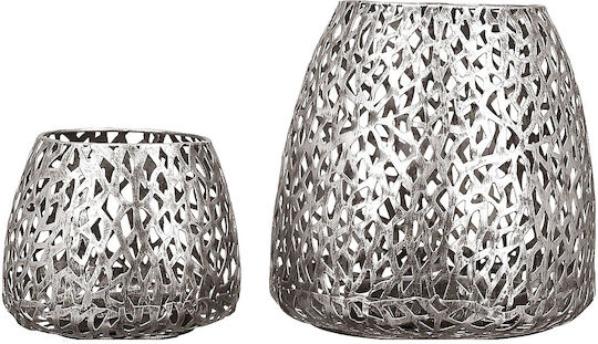 ArteLibre Tabletop Metallic Lantern Silver