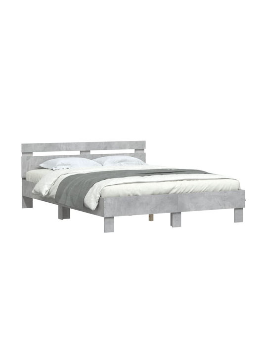 Bett Doppelbett Holz Grey Concrete mit Latten für Matratze 140x190cm