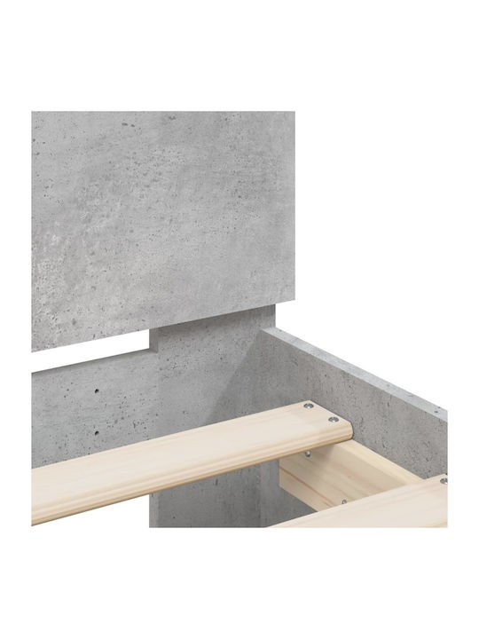 Bett Doppelbett Holz Grey Concrete mit Latten für Matratze 140x190cm