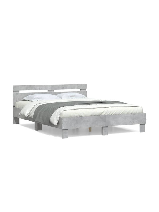 Bett Doppelbett Holz Grey Concrete mit Latten für Matratze 140x190cm