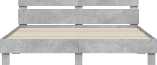 Bed King Size Wooden Grey Concrete with Slats for Mattress 180x200cm