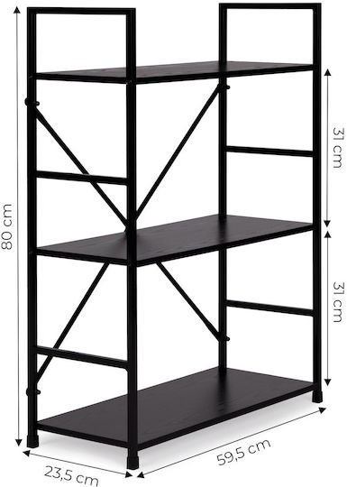 Βιβλιοθήκη Loft 3 Μαύρη 59.5x23.5x80εκ. Βιβλιοθήκη Loft 3 Μαύρη 59.5x23.5x80εκ.