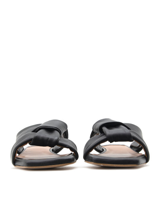 Leder Flache Sandalen für Damen in Schwarz Farbe