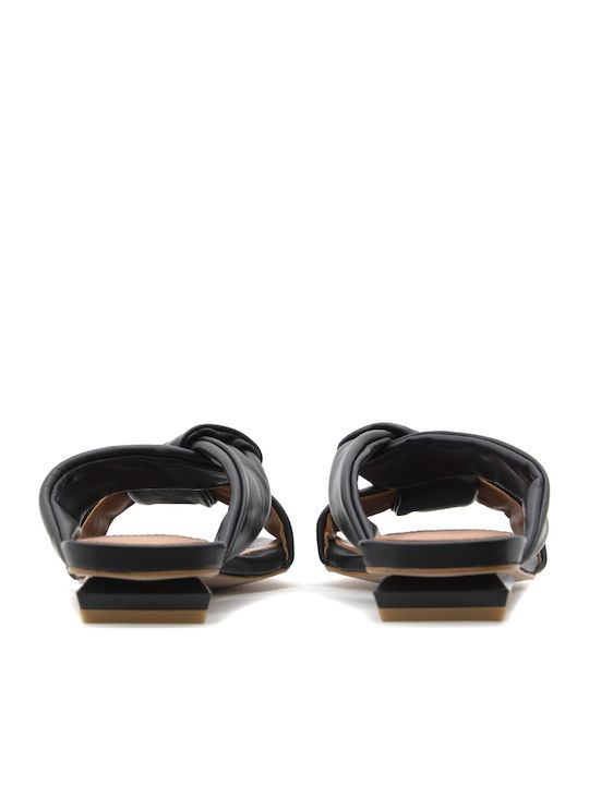 Leder Flache Sandalen für Damen in Schwarz Farbe