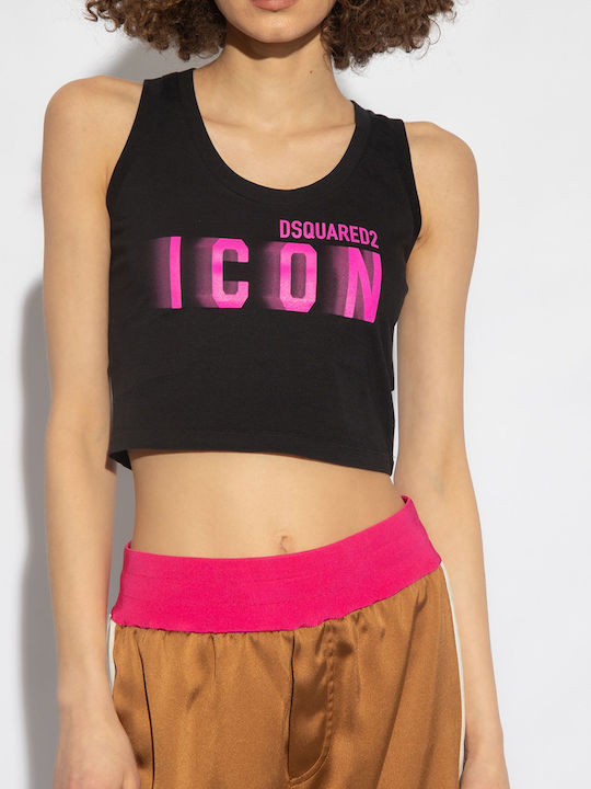 Dsquared2 Women's Crop Top Cotton Sleeveless Jetblack