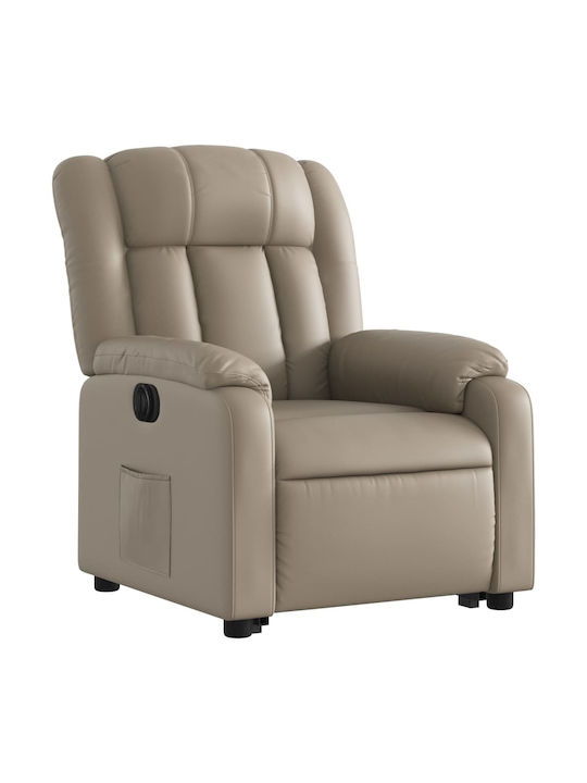 Relax Armchair with Footstool from Leatherette Beige 78x92x98cm