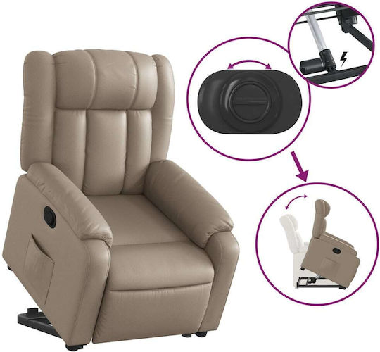 Fotoliu Relax cu Puf din Piele Ecologică Cappuccino 78x92x98cm