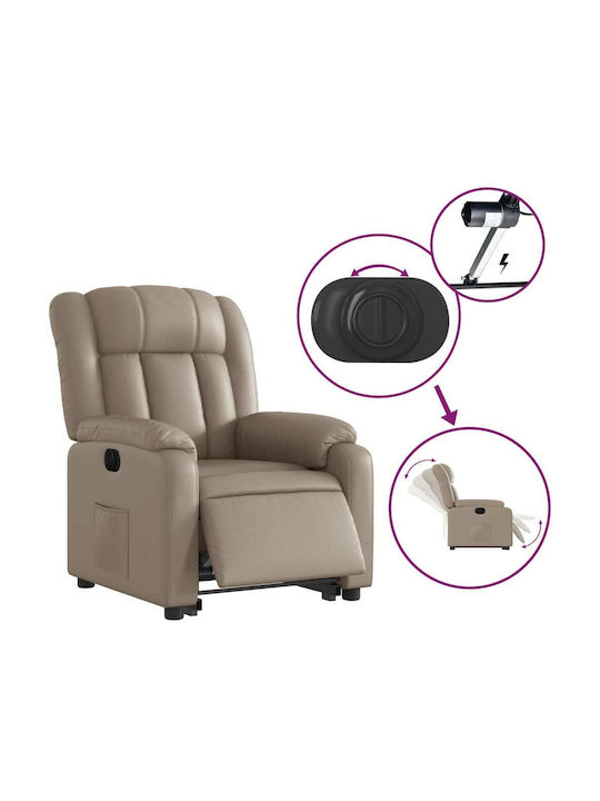 Relax Armchair with Footstool from Leatherette Beige 78x92x98cm