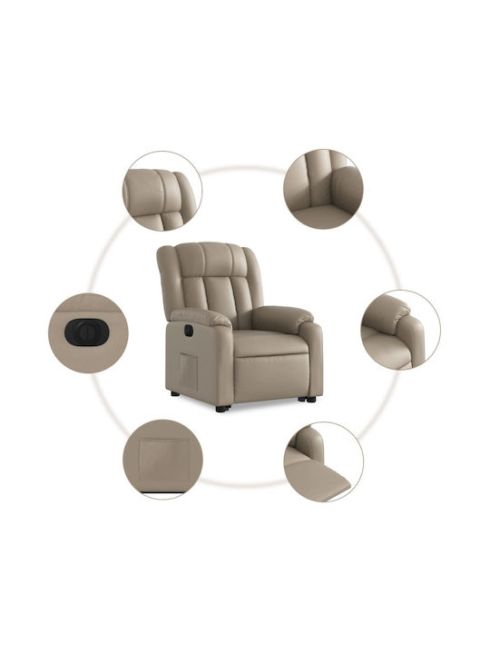 Relax Armchair with Footstool from Leatherette Beige 78x92x98cm