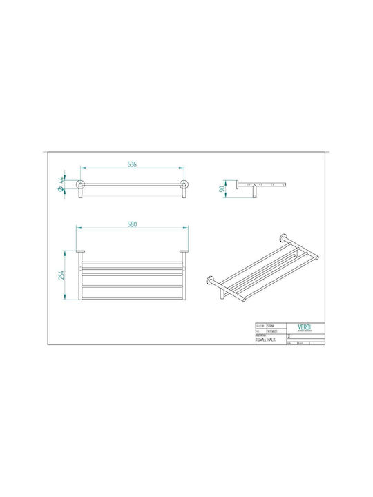 Verdi Sigma Single Wall-Mounted Bathroom Shelf Unit Black