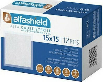 Alfashield AlfaGauze Sterile Medical Gauze 15x15cm 12 Pieces