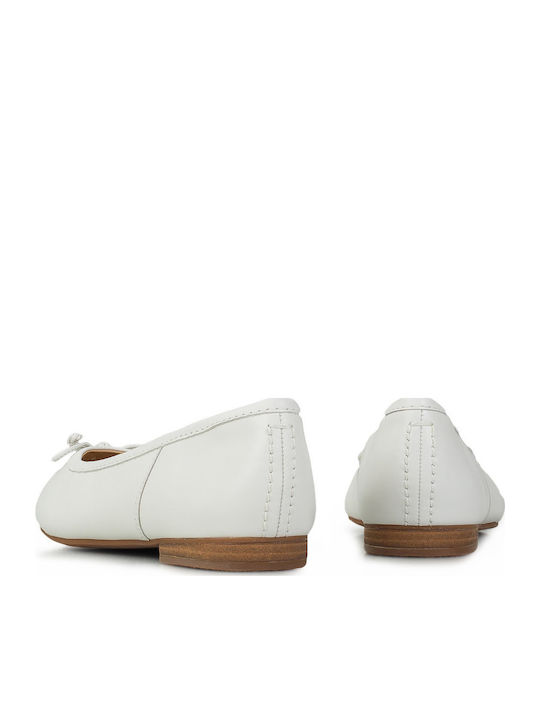Lily Lederne Damen Ballerinas in Weiß Farbe
