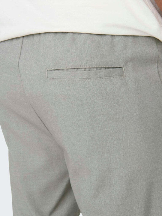 Only & Sons Men's Trousers Elastic in Tapered Line Light Grey Melange