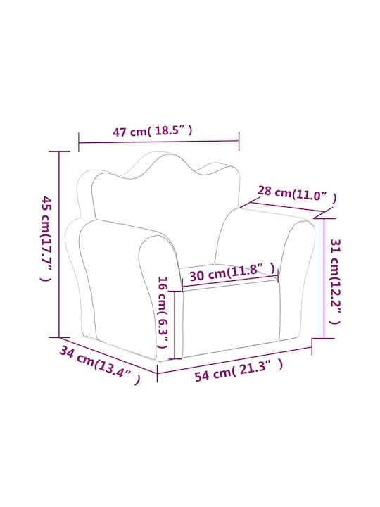 Sofa with Armrests Gray 54x34x45cm